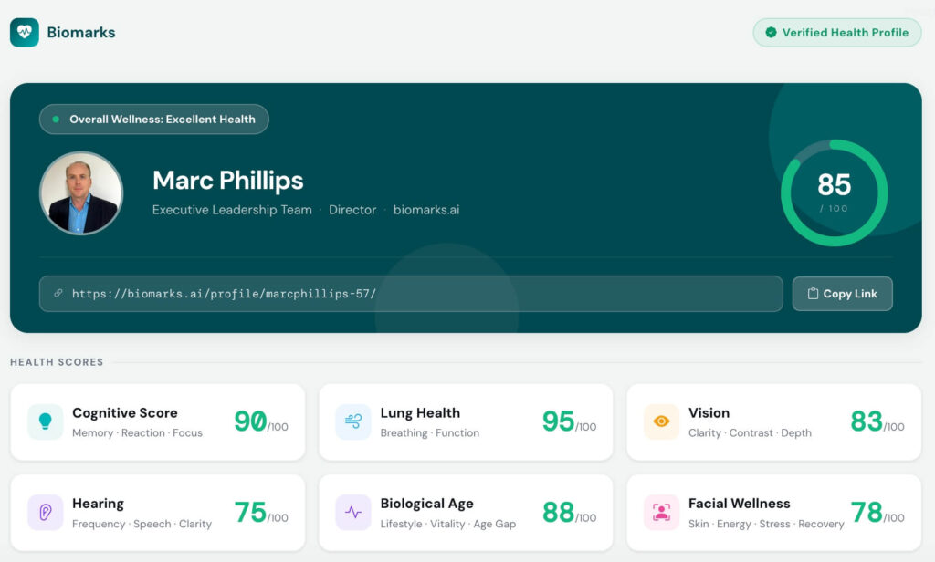 Your Health Profile. For Life. biomarks health profile
