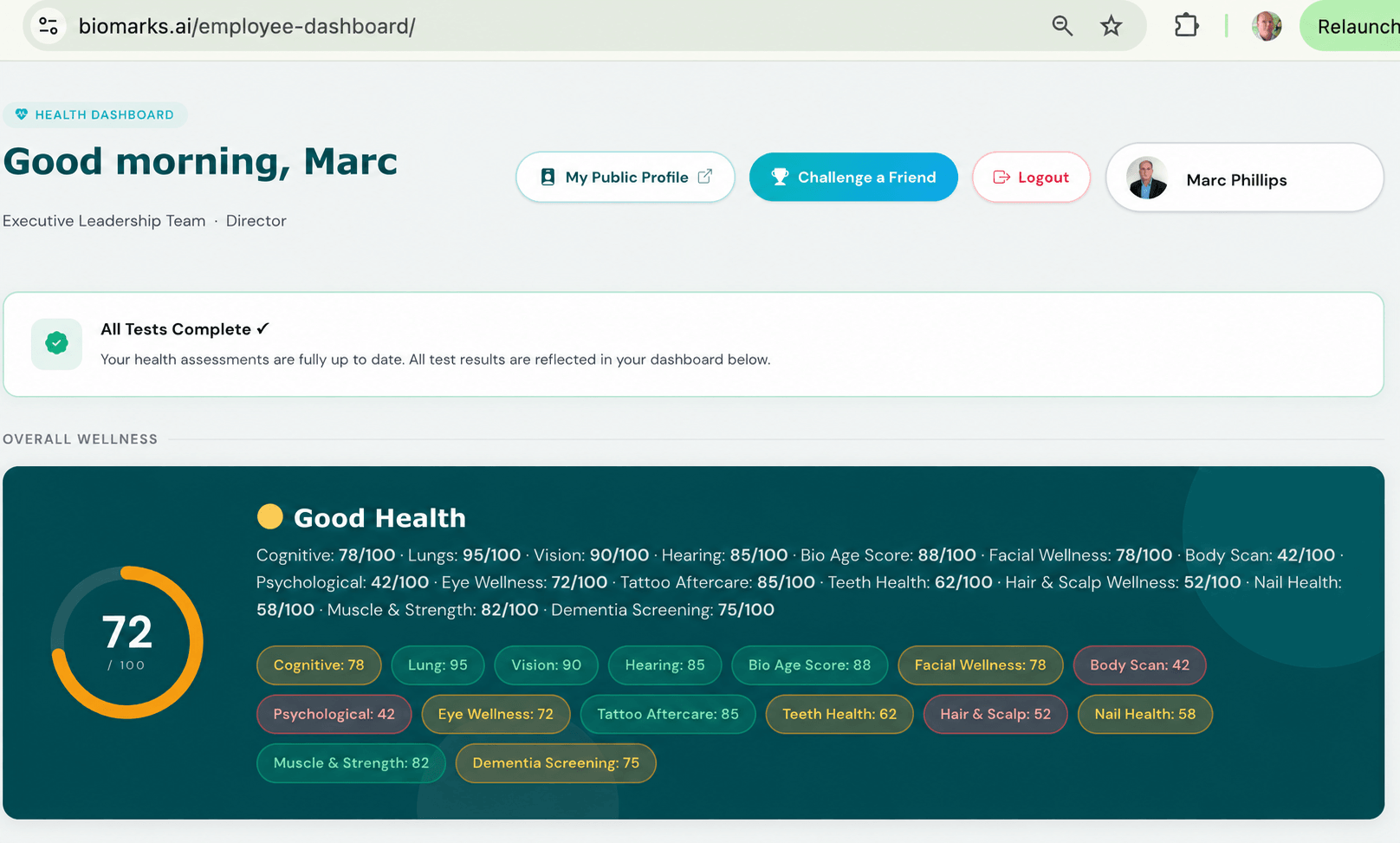 biomarks ai health dashboard