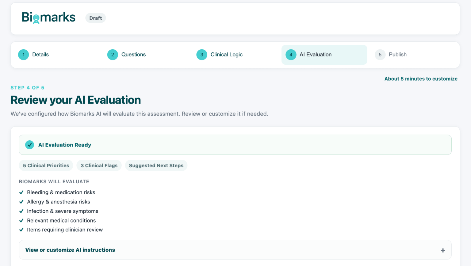 biomarks assessment builder step4